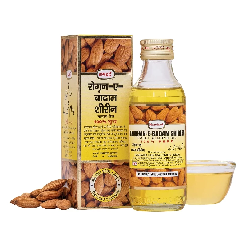 Hamdard Raughan-E-Badam Shireen Sweet Almond Oil for Body and Skin, 100 ml-1.webp